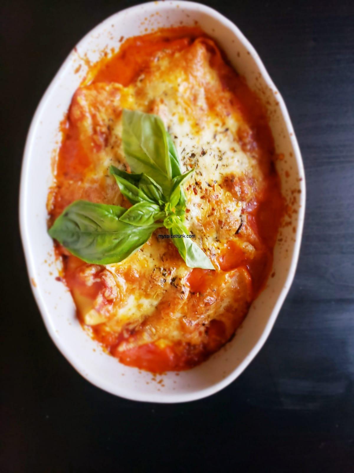 Baked stuffed shell pasta