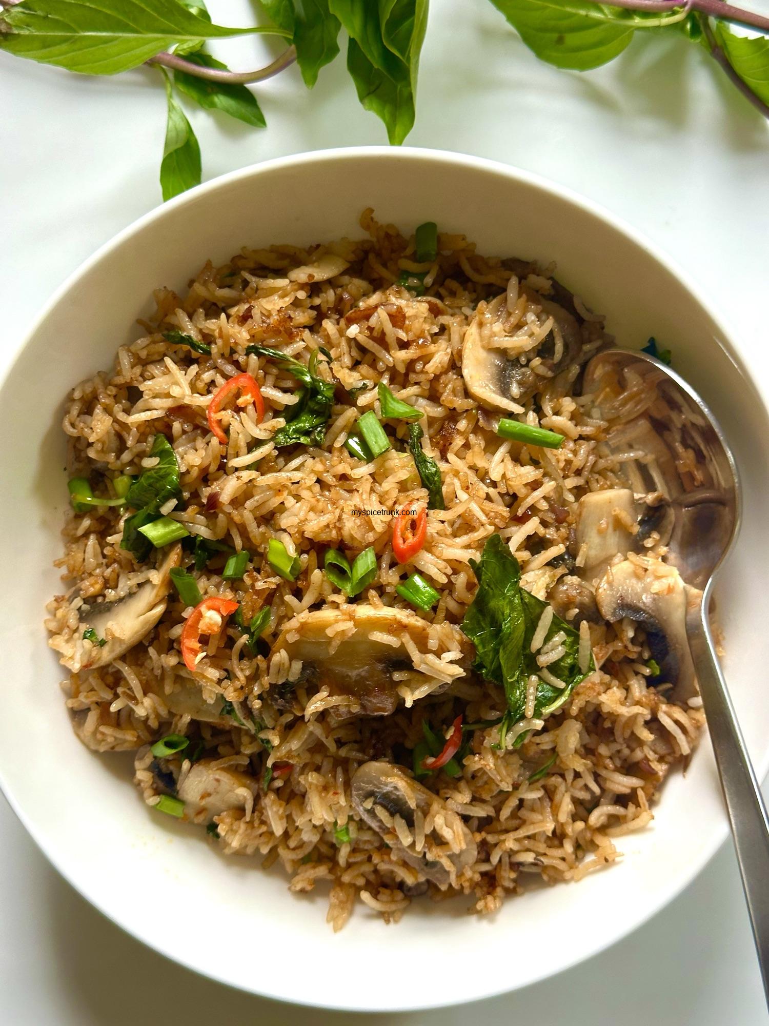 Fragrant Basil Tea Rice Mushroom & Thai Basil rice